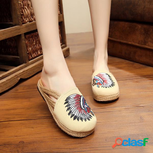 Bordado Patrón National Wind vendimia Slip On Plano