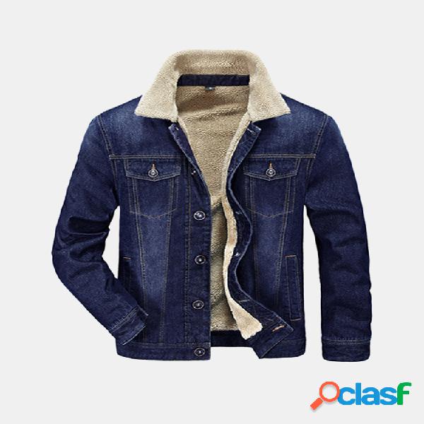 Chaqueta moderna de denim con vellón resistente al viento