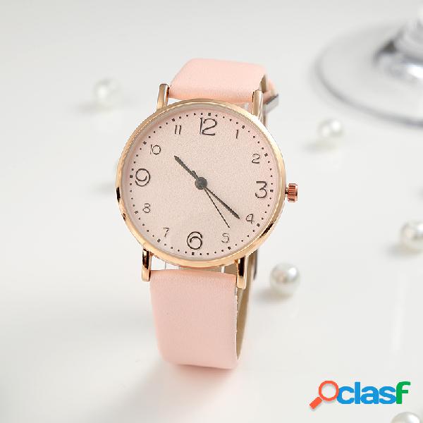 Fashion Cute Mujer Relojes de cuero Banda Oro rosa Caso Gran