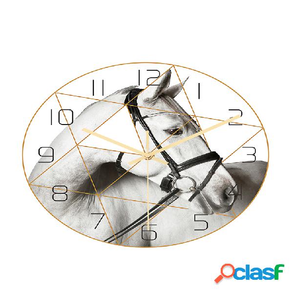 Loskii CC017 Creative Caballo Patrón Pared Reloj Pared muda