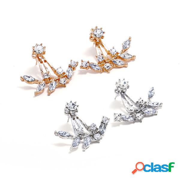 Moda Ear Stud Pendientes Twig Mounted Flash Rhinestone