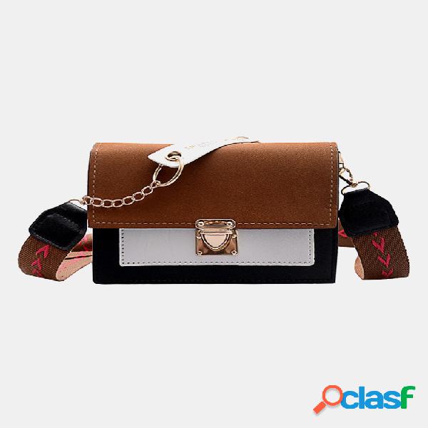 Mujer Color de golpe Frosted Casual Chains Crossbody Bolsa