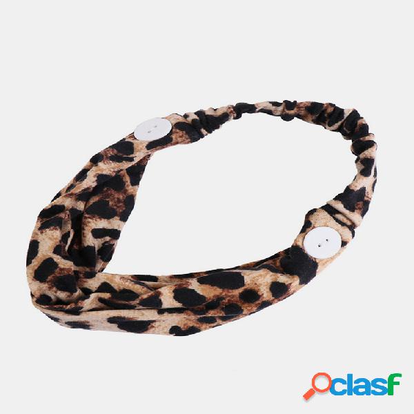 Mujer Estampado Leopardo Mascara Diadema con Botón