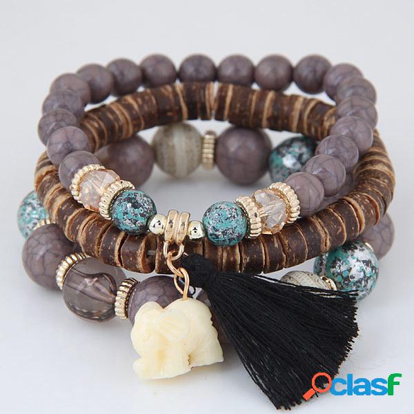 Pulsera de múltiples capas bohemio Animal Elephant Corazón