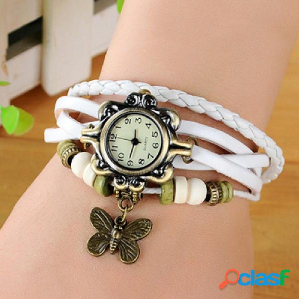 Reloj de pulsera de cuarzo de la vendimia mariposa colgante