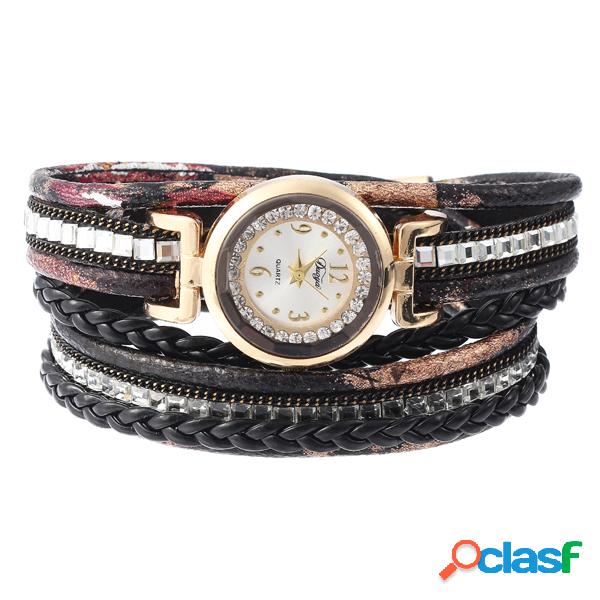 Relojes de las mujeres de cuero rhinestone de las mujeres