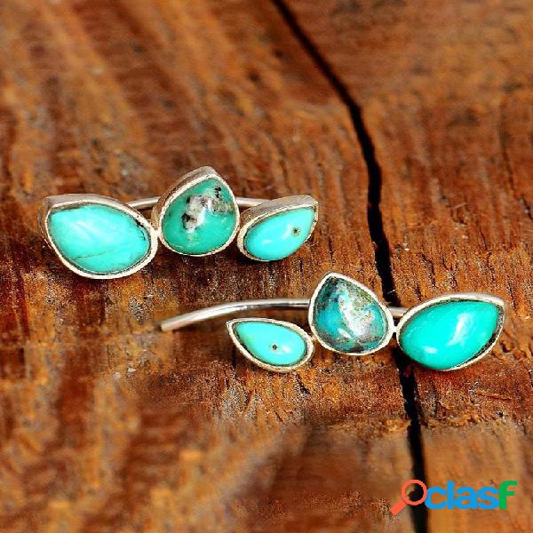 vendimia Turquesa Pendientes Piedra natural de reptil hippie