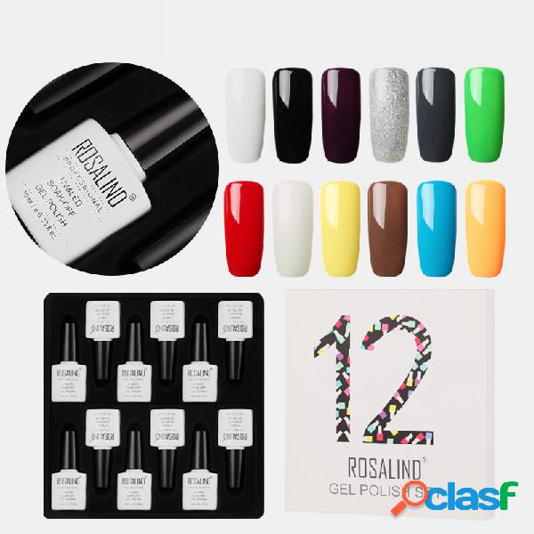 12 colores Color Gel Uña Kit de pulido UV LED Base superior
