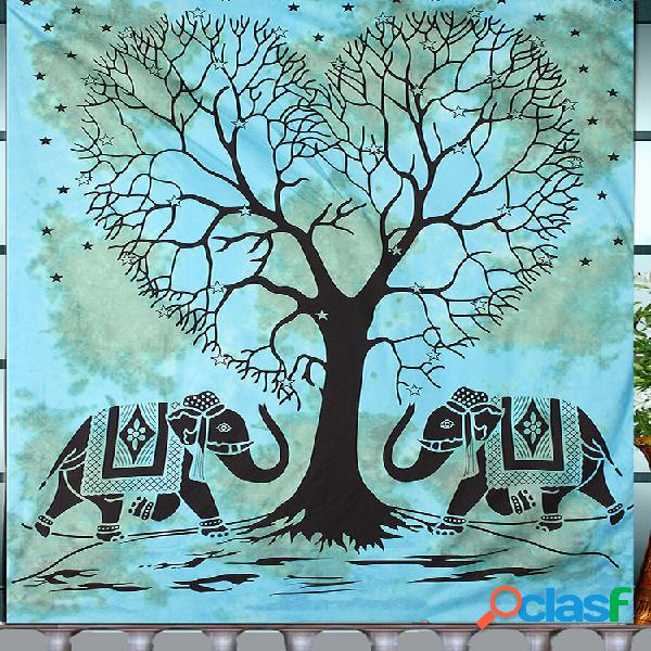 200X148cm elefante verde indio Hippie tapiz colgante de