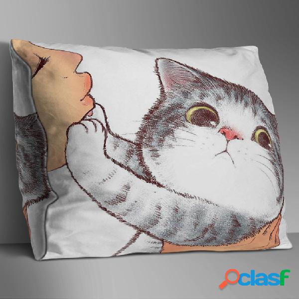 Dibujos animados de doble cara Gato Funda de cojín Sofá