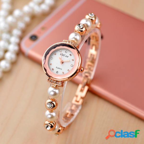 Elegante reloj de diamantes de imitación de moda Perla