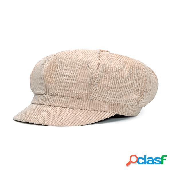 Gorra de pintador retra octagonal de pana para hombres y