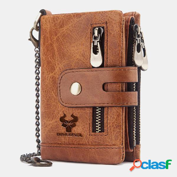 Hombre Piel Genuina RFID Tarjetero tipo cartera