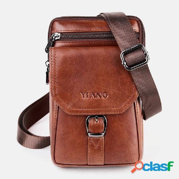 Hombres 6.5 pulgadas Piel Genuina Crossbody Bolsa Cinturón