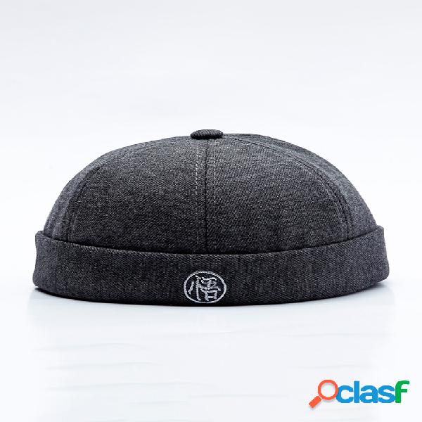 Hombres y Mujer vendimia Gorra sin ala con bordado ajustable