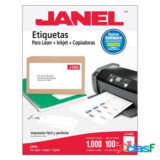 Janel Paquete de 1000 Etiquetas Blancas de 51mmx10cm