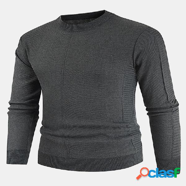 Jersey básico de color sólido para hombre Cuello Jersey de