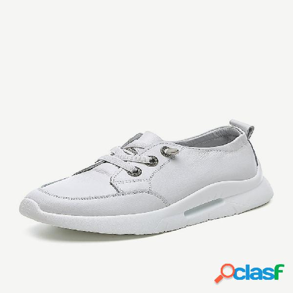 Mujer Zapatos casuales de cuero con plataforma blanca