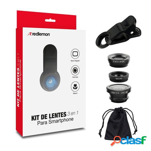 Redlemon Kit de Lentes 3 en 1 67714-Bl, para Celular y