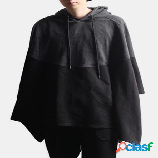 Sudaderas con capucha con dobladillo irregular de color liso