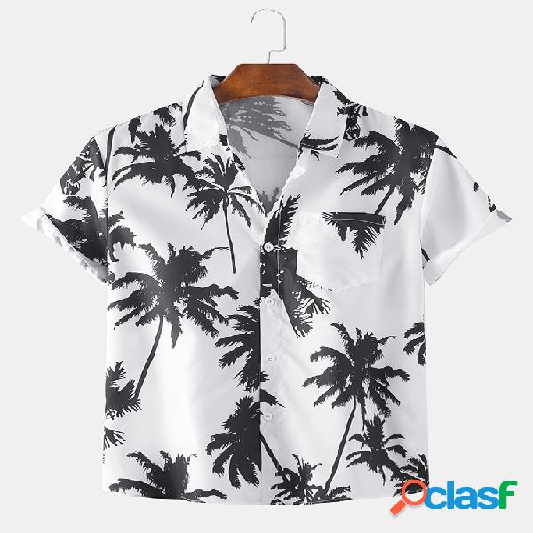 Vacaciones para hombre Coco Árbol estampado liso Playa