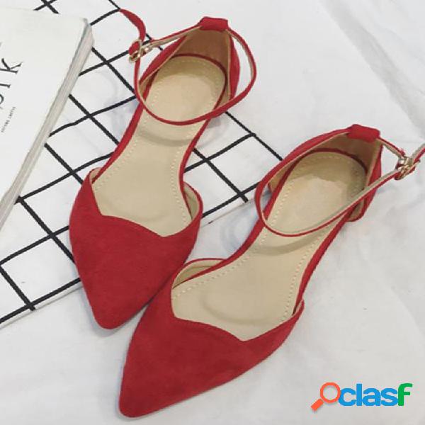 Zapatos casuales con hebilla en punta de color sólido