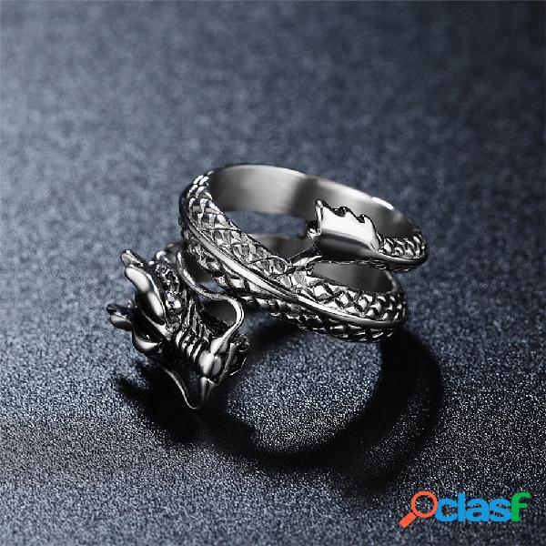 vendimia Anillos de dedo chinos Dragón Anillos de acero