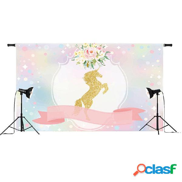 7x5FT Unicornio Cinta Flores Baby Shower Fiesta Fondos