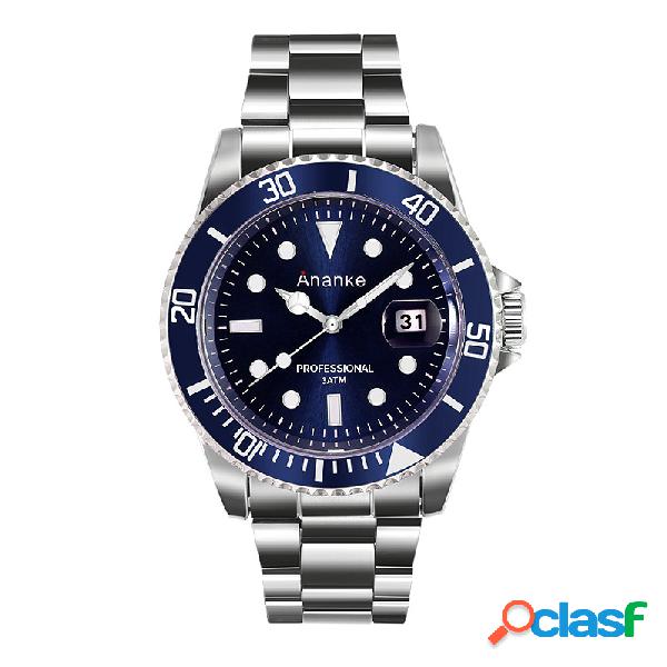 ANANKE Mens relojes de plata a prueba de agua Relojes de