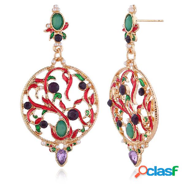 Bohemian Hallow Pendientes Rhinestone Retro Style Oreja Drop