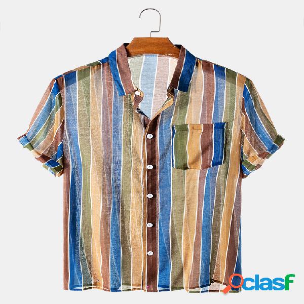 Camisas de diseñador ligeras de manga corta a rayas