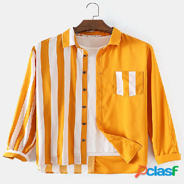 Camisas de manga larga con dobladillo alto y bajo informal a