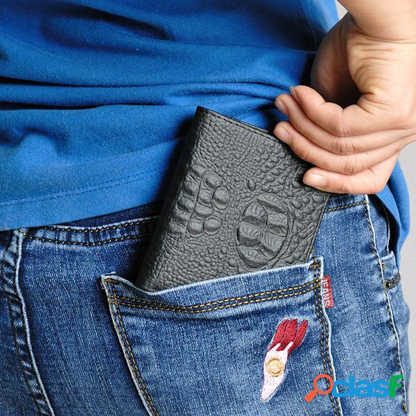 Cartera de piel de vaca de cocodrilo vendimia Cartera corta