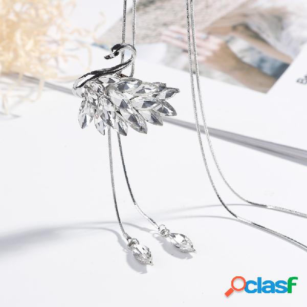 Collares largos de cristal del cisne de la moda Collares del
