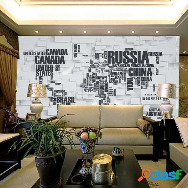 DIY gran mapa del mundo pared calcomanía alfabeto inglés