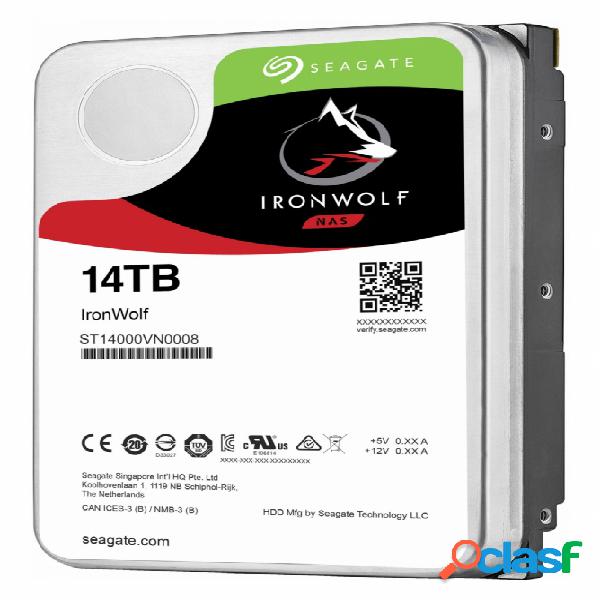 Disco Duro Interno Seagate IronWolf 3.5'', 14TB, SATA III, 6