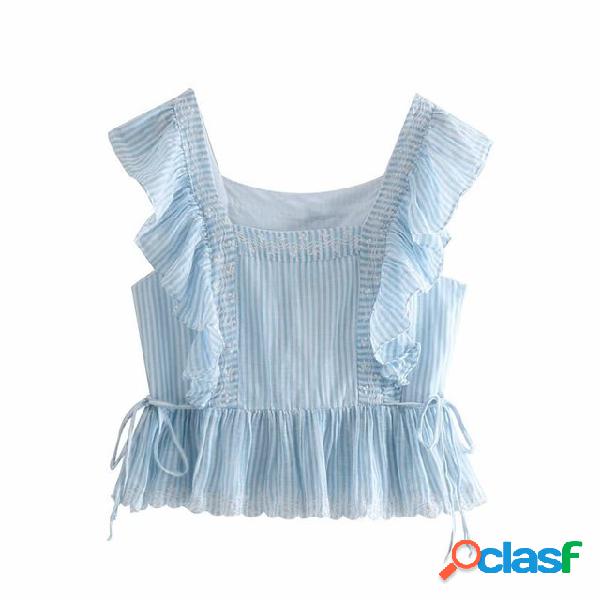 Estación Europea Temporada Nueva Moda A Rayas Camisa
