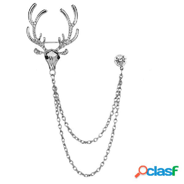 Fashion Elk Pins Animales Astilla chapado en oro Cadena