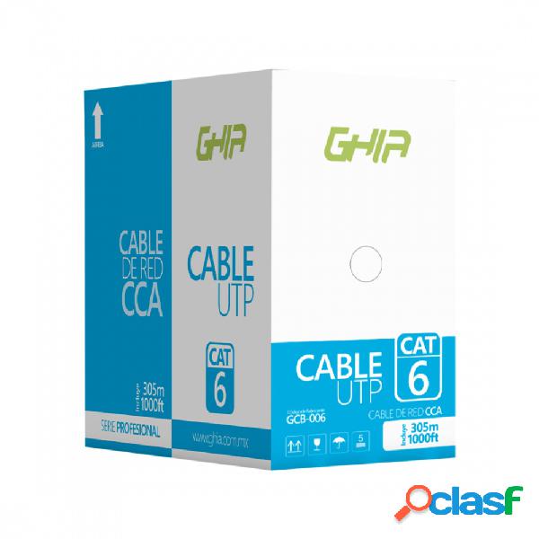 Ghia Bobina de Cable Cat6 UTP 4 Pares, 305 Metros, Azul