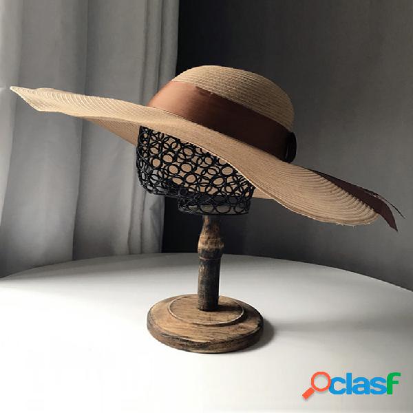 Hepburn Wind Oversized Brim Big Straw Sombrero Playa Shade