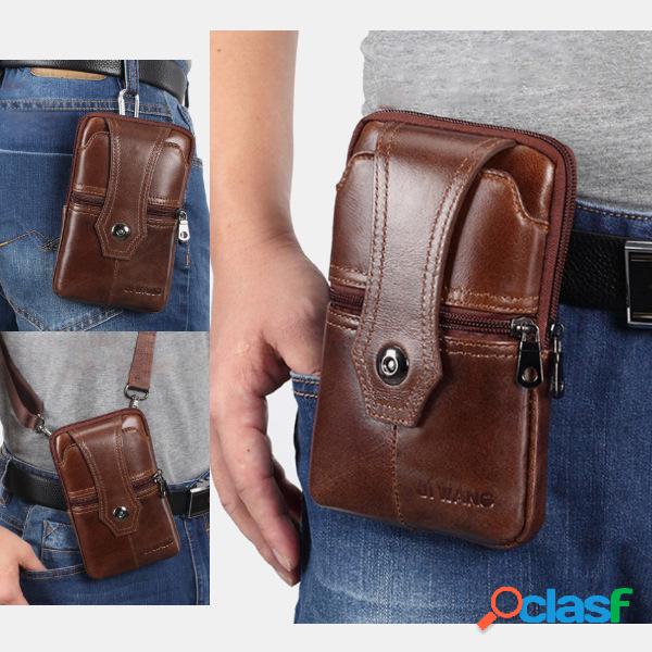 Hombre EDC Multi-Carry Piel Genuina 6.5 Inch Soporte para