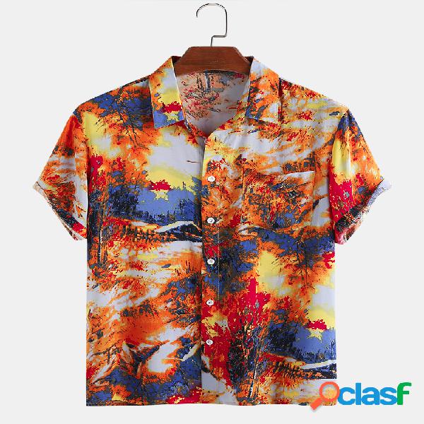 Hombre Resumen Tie-dye Printed Holiday Casual Camisa