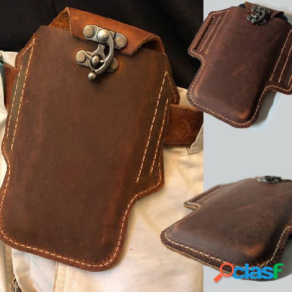Hombres Piel Genuina 6.3 '' Teléfono Cinturón Bolsa
