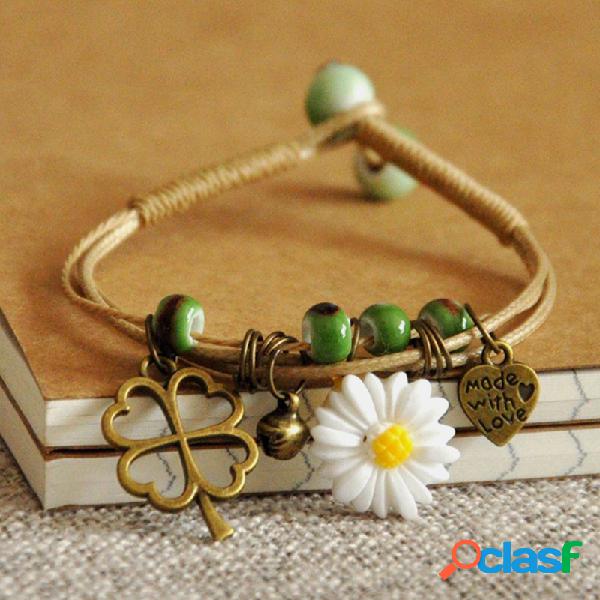 Margarita étnica tejida a mano Cerámico Pulsera de cuentas