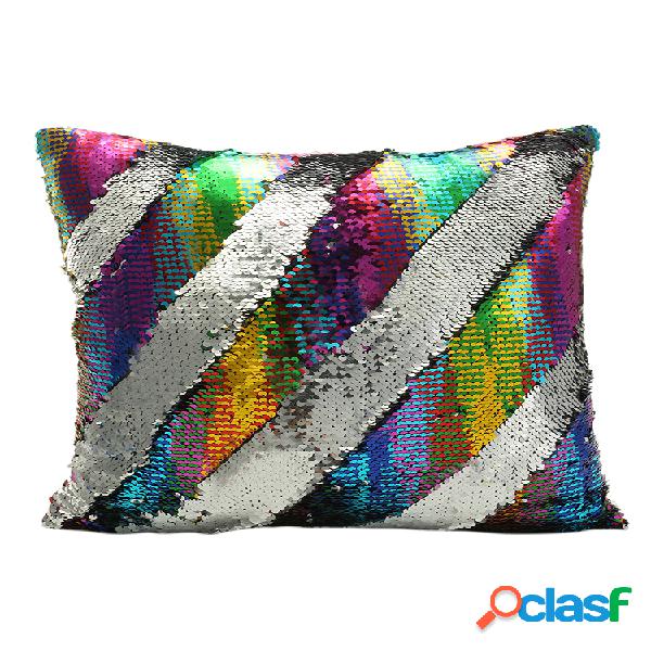 Moda Lentejuelas Magia Sirena Throw Pillow Cover Swipe Sofá