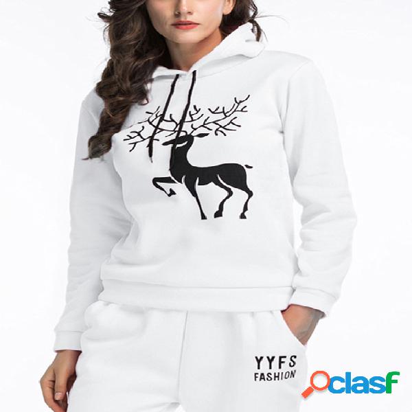 Sudadera con capucha de mangas largas de impresión de los