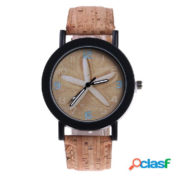Trendy Mujer Reloj de cuarzo Color de flor Reloj de cuero