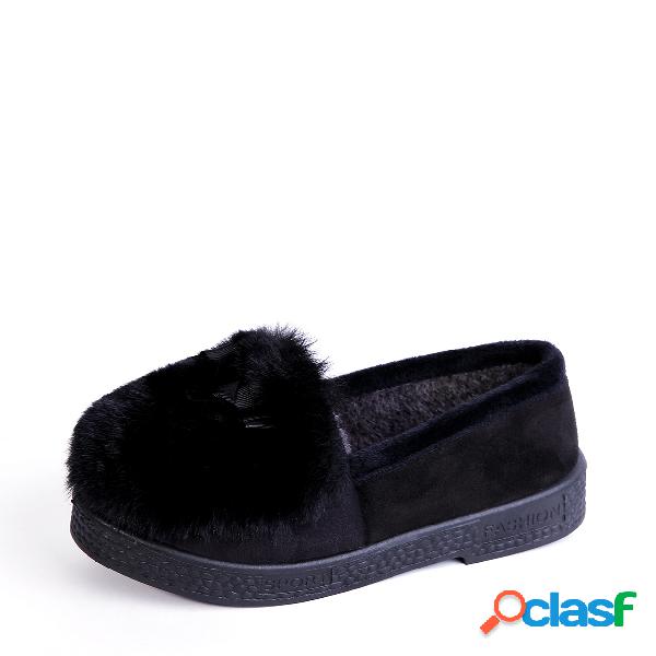 Zapatos casuales sin cordones con forro de piel negra