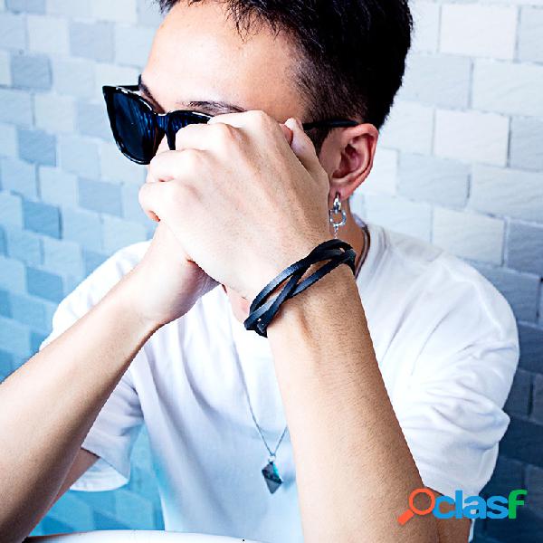 vendimia Pulsera de cuero multicapa Pulsera de cuero para