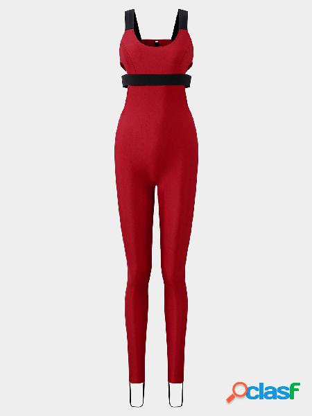 Active Cut Out Design de punto Bodycon Jumpsuit en rojo